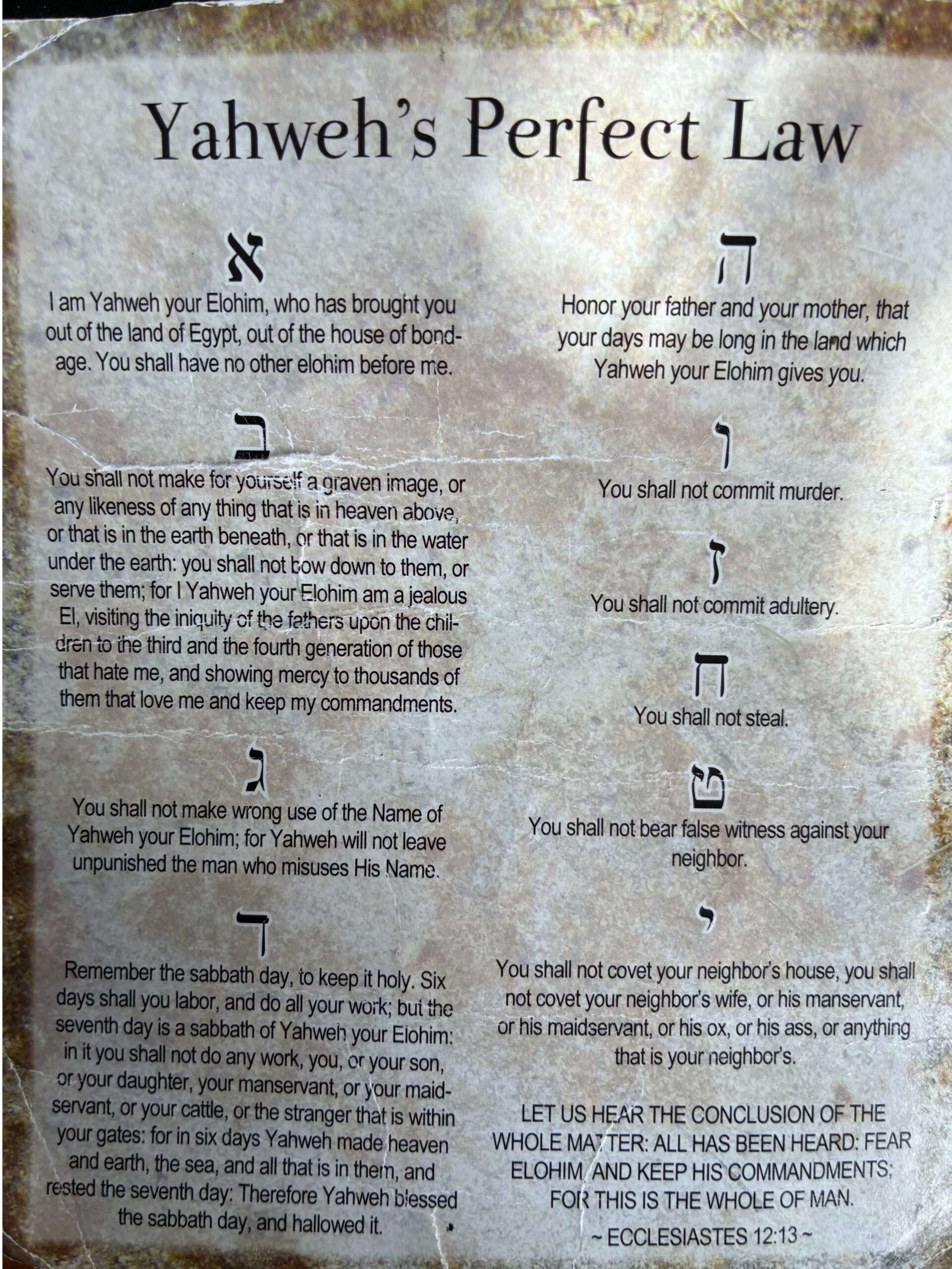 Yahweh's Perfect Law